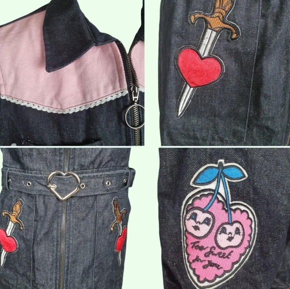 🖤🌹 Denim Dress-Cherry Heart🌹🖤 - Picture 4 of 4